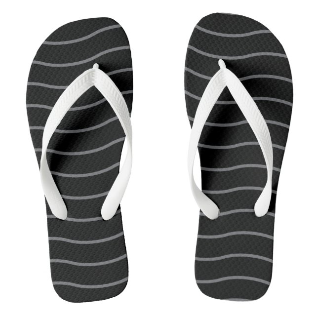 Graue schwarze Wellenmuster Flip Flops (Fußbett)