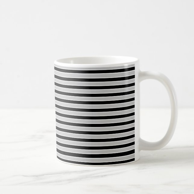 Graue, Schwarzweiss-Streifen Kaffeetasse (Rechts)