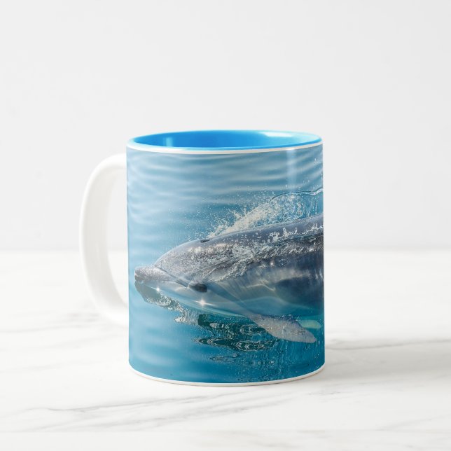Graue Schwarzweißdolphin-Tasse Zweifarbige Tasse (Vorderseite Links)