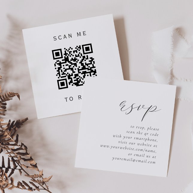 Graue Script-Hochzeiten mit QR-Code-UAWG Begleitkarte (Von Creator hochgeladen)