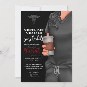 Graue Scrubs Nursing School Abschluss Einladung