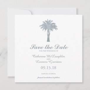 Graue Serene Palm Tree Wasserfarbe Save the Date