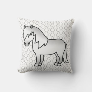 Graue Shetlandpony-Süße-Cartoon-Illustration Kissen