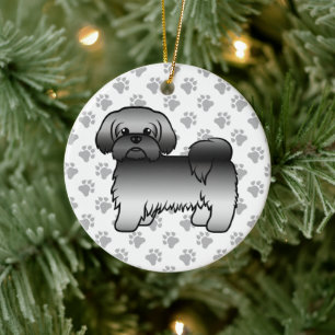 Graue Shih Tzu süße Cartoon-Hunde-Illustration Keramik Ornament