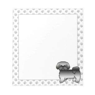 Graue Shih Tzu süße Cartoon-Hunde-Illustration Notizblock