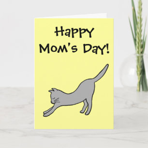 Graue sich streckende Katze auf Gelb Alles Gute zu Karte
