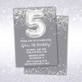 Graue Silber 5. Geburtstagsparty Einladung