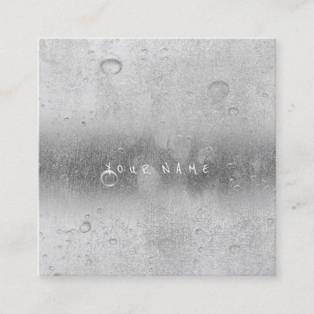 Graue Silber Graue, Abstrakte Wasser-Wäscheständer Quadratische Visitenkarte (Vorderseite)