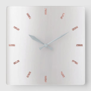 Graue Silber Rose Rosa Ombre Minimal Schwarz Quadratische Wanduhr