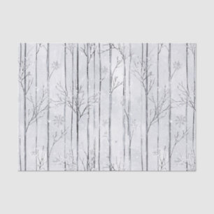 Graue Silber-Schneeflocken-Weihnachtsbäume Seidenpapier