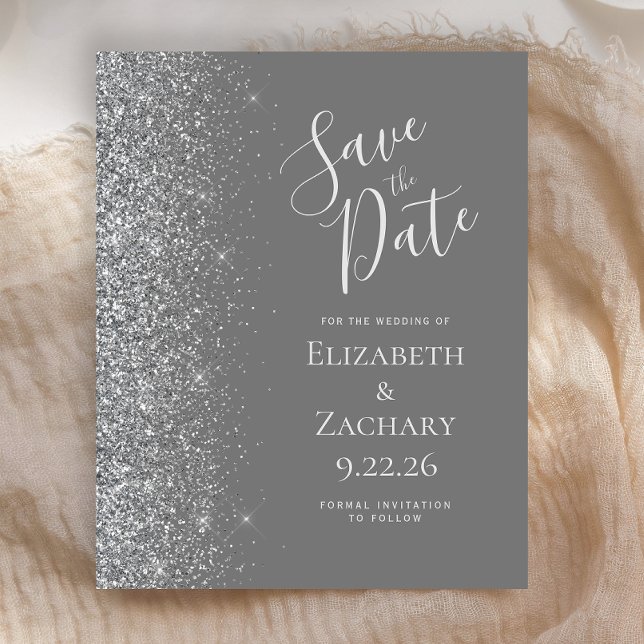 Graue Silberkarte Save the Date (Von Creator hochgeladen)