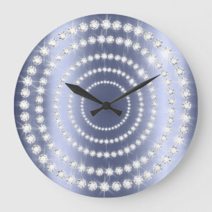 Graue silberne Diamant-Unendlichkeit blaue Große Wanduhr
