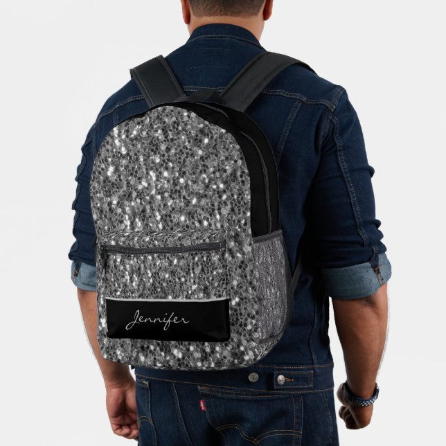 Graue silberne Glitzer Glitzern Schwarzer Individu Bedruckter Rucksack (Insitu (Modell))