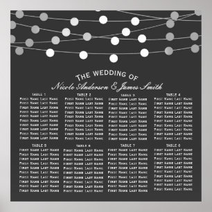 Graue silberne Lichterketten moderne Hochzeitssitz Poster