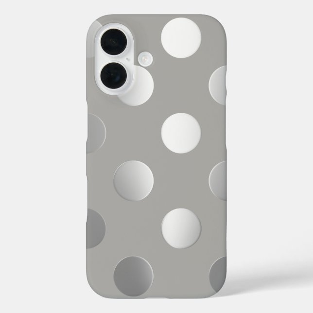Graue, silberne Polka-Punkte Case-Mate iPhone Hülle (Rückseite)