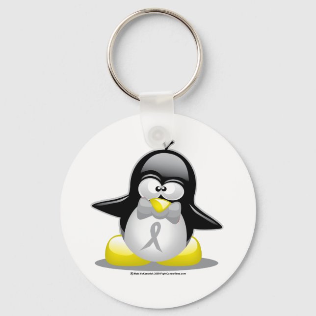 Graue/silberne Ribbon-Pinguin Schlüsselanhänger (Vorderseite)
