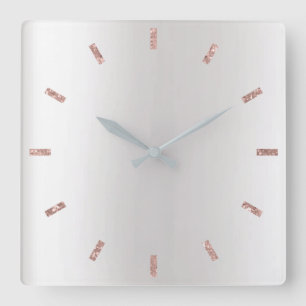 Graue silberne Rose erröten rosa Ombre minimales Quadratische Wanduhr