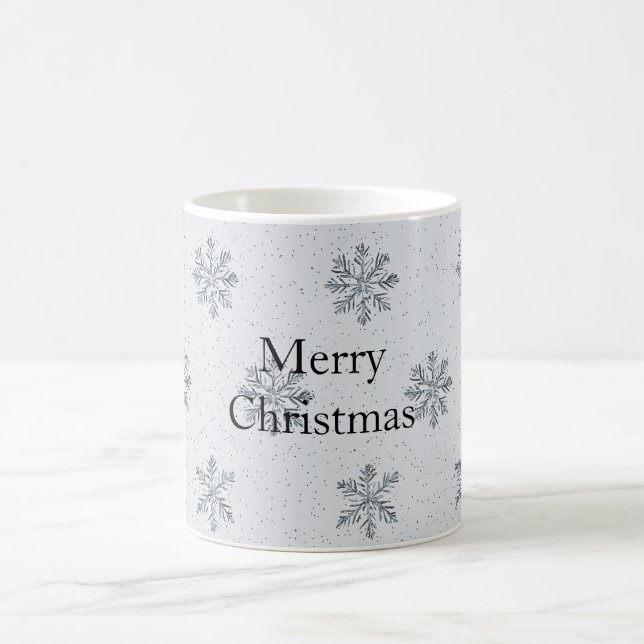 Graue silberne Schneeflocken Weihnachten Kaffeetasse (Mittel)