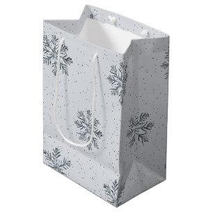 Graue silberne Schneeflocken Weihnachten Mittlere Geschenktüte