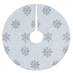 Graue silberne Schneeflocken Weihnachten Polyester Weihnachtsbaumdecke