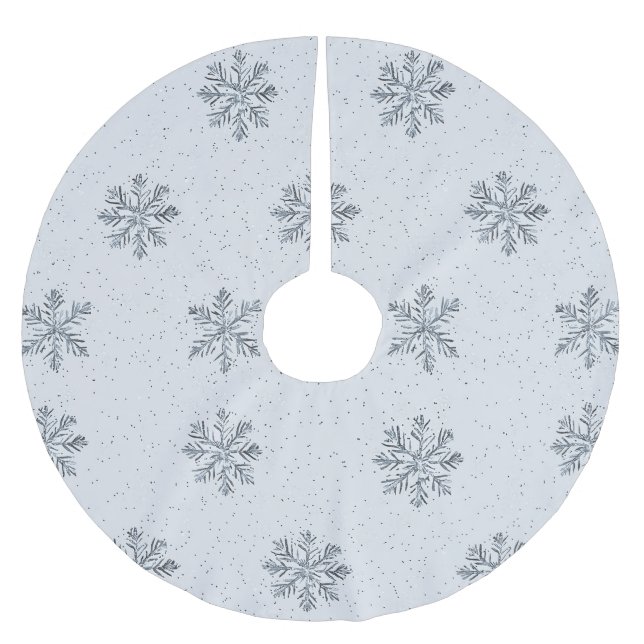 Graue silberne Schneeflocken Weihnachten Polyester Weihnachtsbaumdecke (Vorderseite)