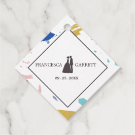 Graue Silhouette von Braut und Bräutigam Geschenkanhänger