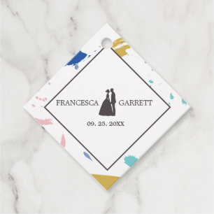 Graue Silhouette von Braut und Bräutigam Geschenkanhänger