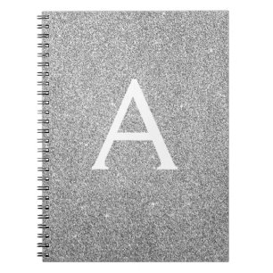 Graue Silver Foil Glitzer Sparkle Monogram Noteboo Notizblock