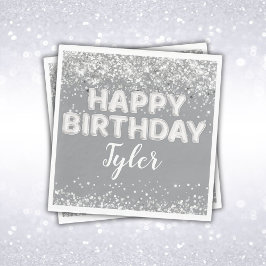 Graue Silver Geburtstagsparty Serviette