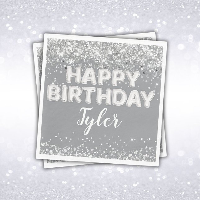 Graue Silver Geburtstagsparty Serviette (Von Creator hochgeladen)