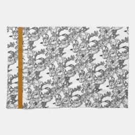 Graue Skalierung der Rose personalisiert Geschirrtuch