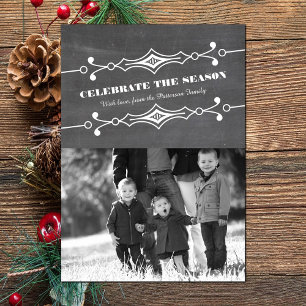 Graue Slanted Chalkboard Holiday Foto Flat Card Einladung