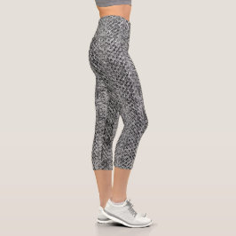 Graue Snakeskin Capri Leggings