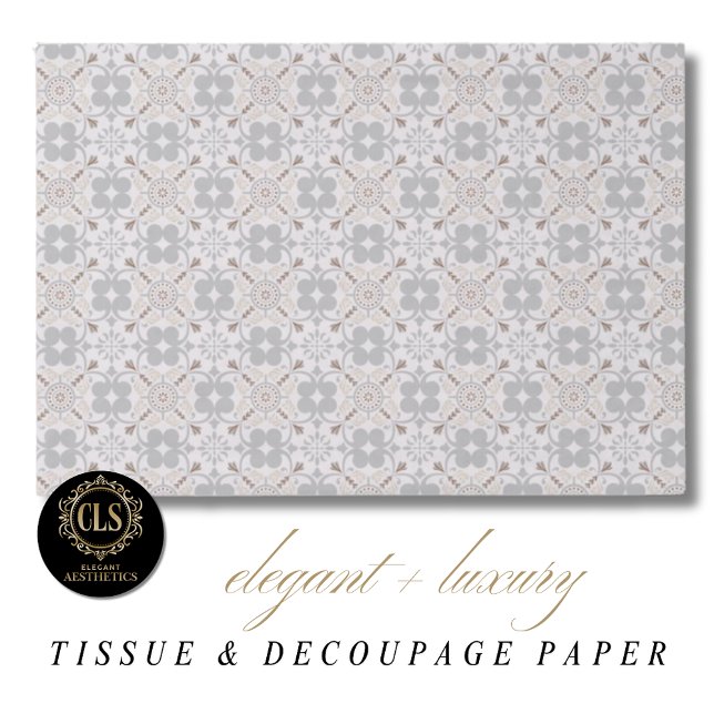 Graue spanische Fliesenmuster-Geschenkverpackung Seidenpapier (Tissue Paper - Gray Spanish Tile Pattern)
