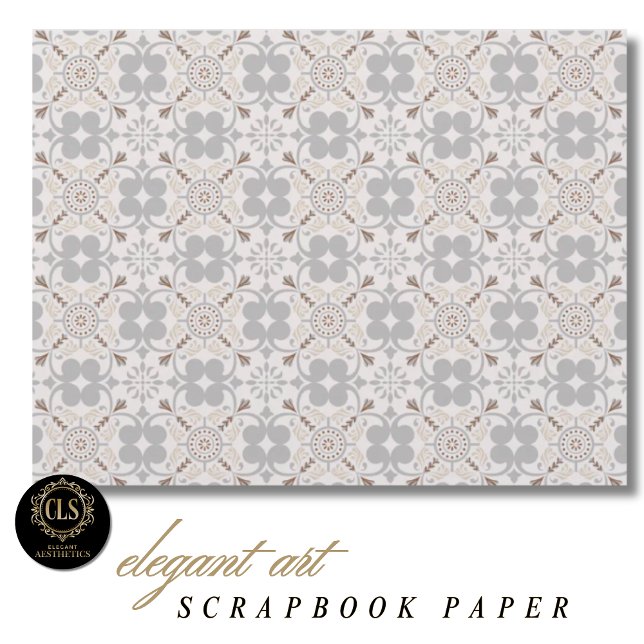 Graue spanische Fliesenmuster-Schreibbuchpapier  (Scrapbook Paper – Spanish Tile Pattern)