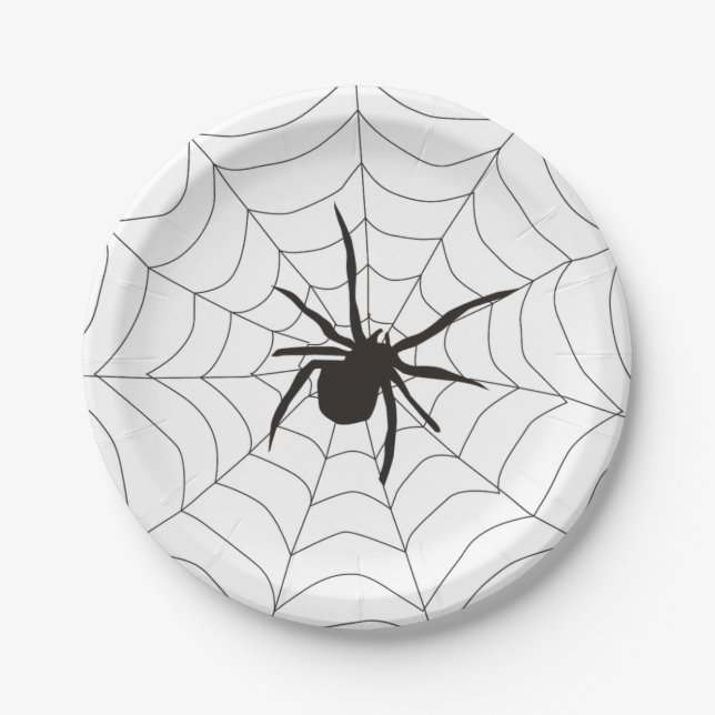 graue Spider WebHalloween Pappteller (Vorderseite)