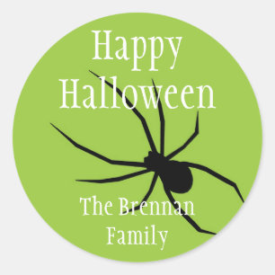 Graue Spinne halloween individuelle Name Runder Aufkleber