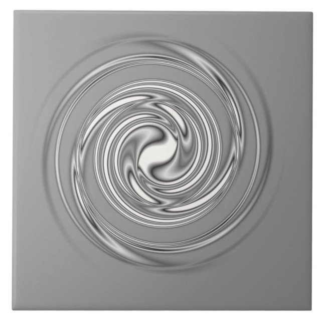 Graue Spirale Keramik Tile Fliese (Vorderseite)