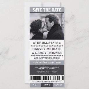 Graue Sport-Ticket Save-the-Date Save The Date