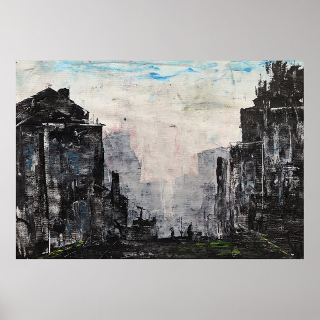 Graue Stadt Abstract Print, Value Poster Papier  (Vorne)