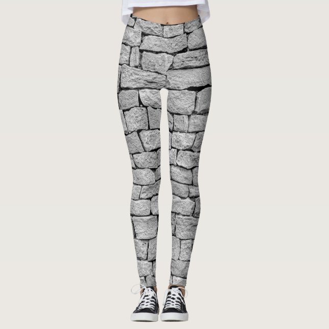 Graue Steinmauer, abstrakter Hintergrund. Leggings (Vorderseite)