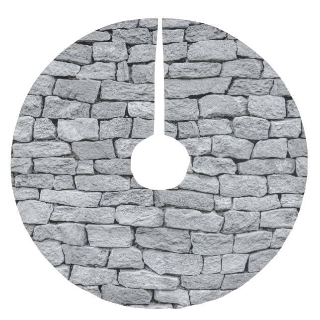 Graue Steinmauer, abstrakter Hintergrund. Polyester Weihnachtsbaumdecke (Vorderseite)