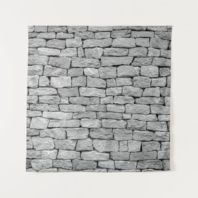 Graue Steinmauer, abstrakter Hintergrund. Wandteppich (Vorderseite)