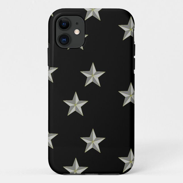 Graue Sternmuster auf schwarz Case-Mate iPhone Hülle (Rückseite)