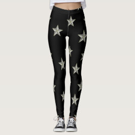 Graue Sternmuster auf schwarz Leggings