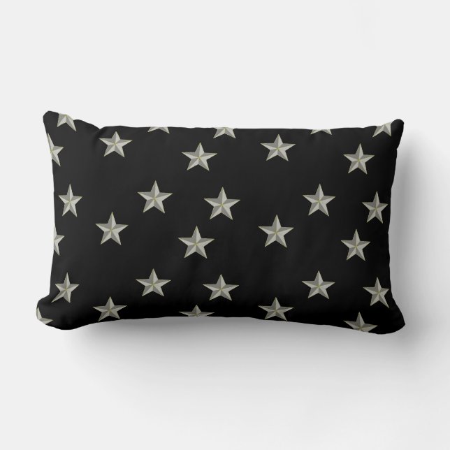 Graue Sternmuster auf schwarz Lendenkissen (Vorderseite)