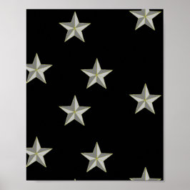 Graue Sternmuster auf schwarz Poster