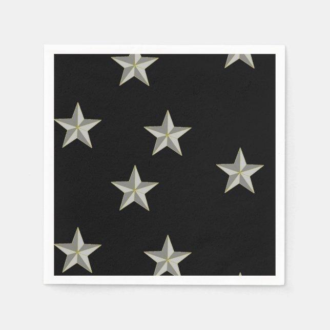 Graue Sternmuster auf schwarz Serviette (Vorderseite)