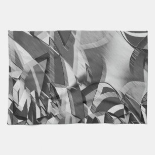 Graue Streifen auf einem schwarzen, tropfenden Bil Geschirrtuch