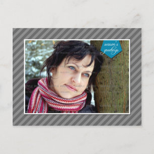 Graue Streifen Banner Streifen Weihnachtskarten Fo Feiertagspostkarte